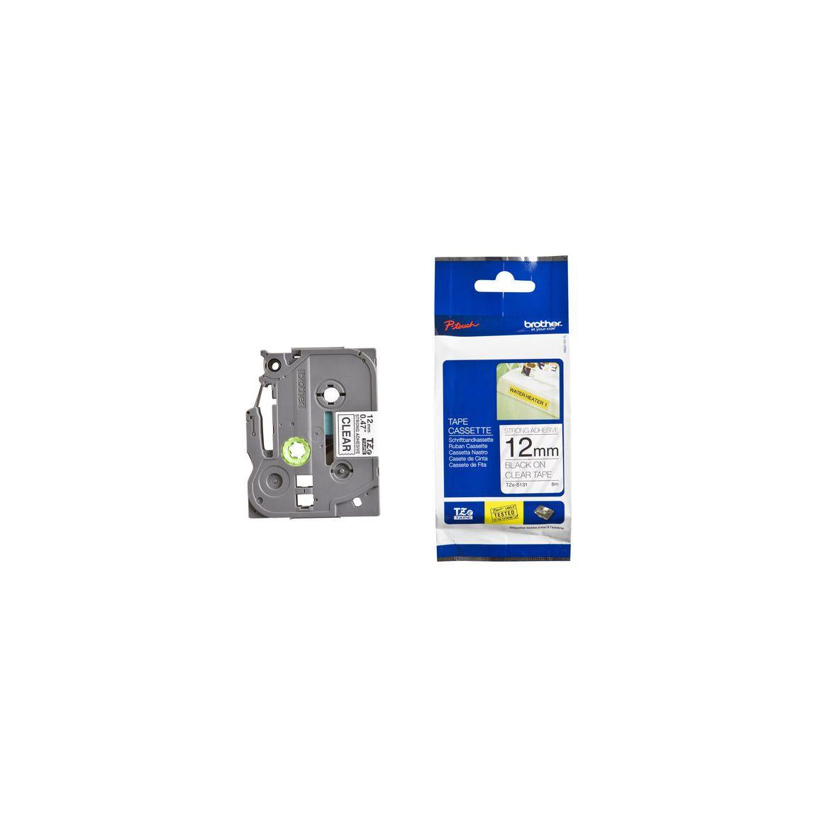 Tape BROTHER TZES131 12mm Black on Clear