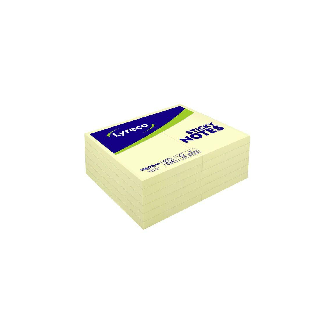 Notes LYRECO standard 75x125mm yellow 12/pc