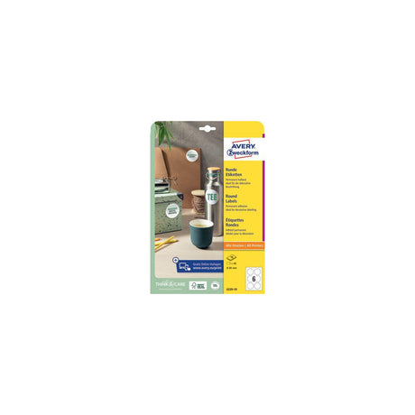 Label AVERY paper Ø80mm white 60/pc