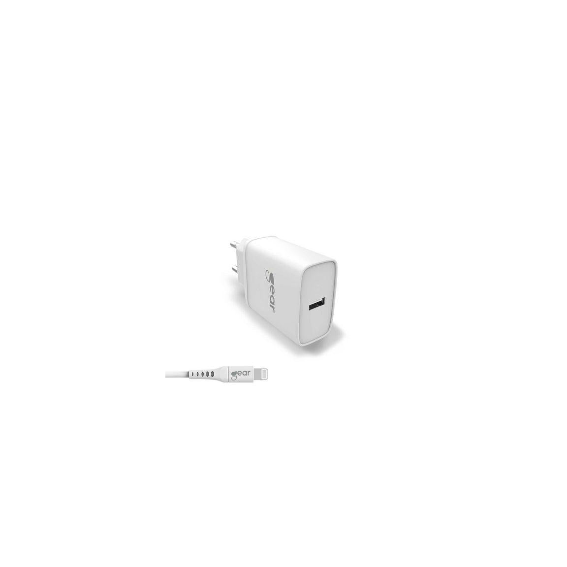 Charger Wall GEAR 1xUSB 2,4A Light 1m