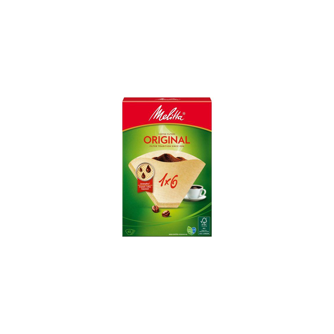 Coffee filters 1X6 unbleached 40/pack