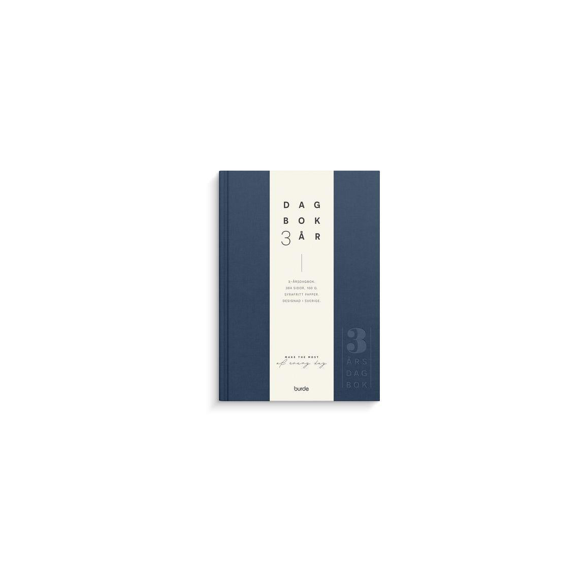 3-year diary dark blue linen textile