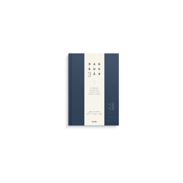 3-year diary dark blue linen textile
