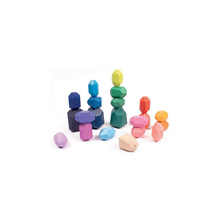 Wooden bricks different shapes coloured 21/pc