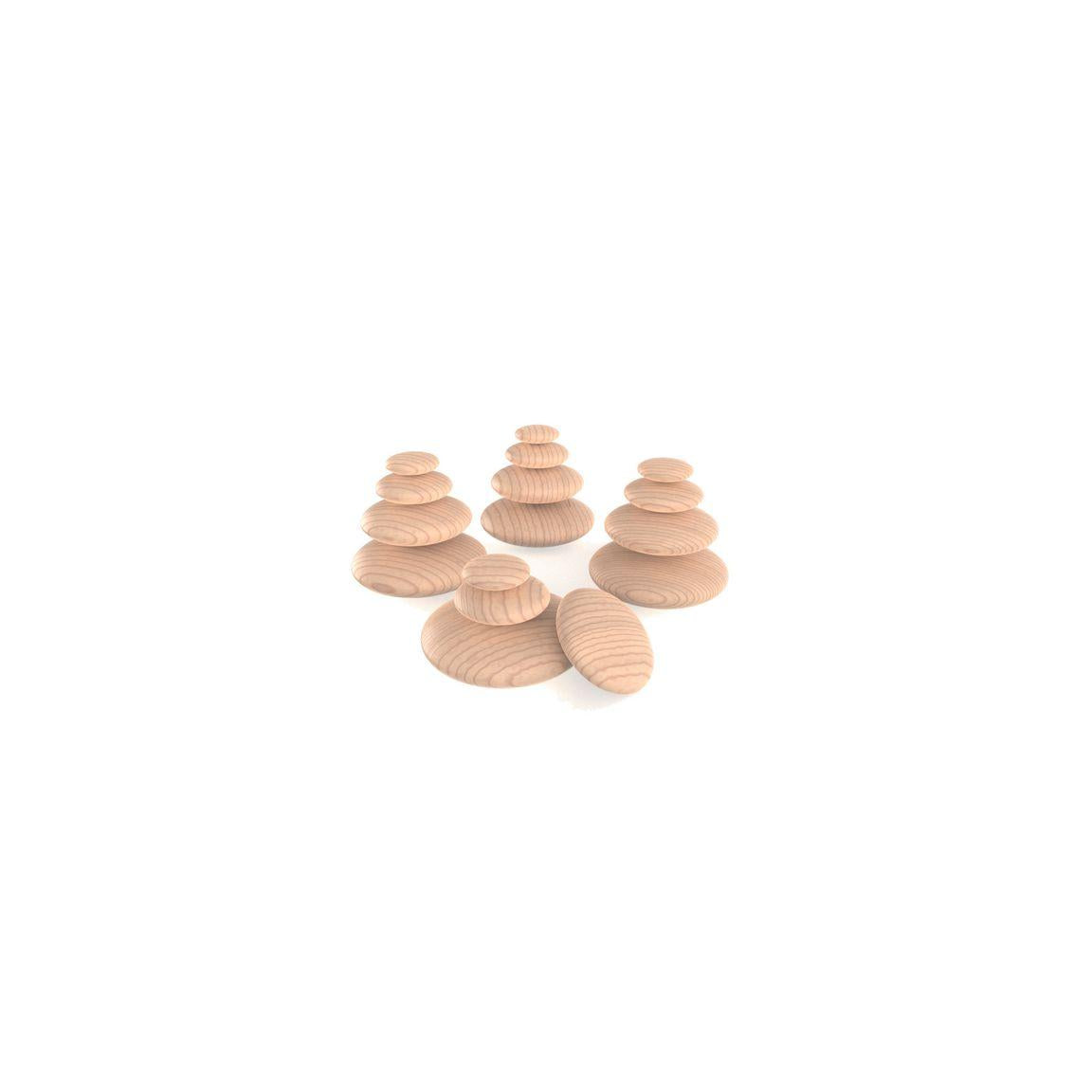 Wooden stones round different sizes natural 20/pc