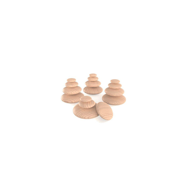 Wooden stones round different sizes natural 20/pc