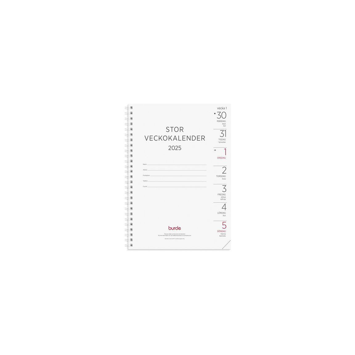 Large Weekly Calendar refill 2025