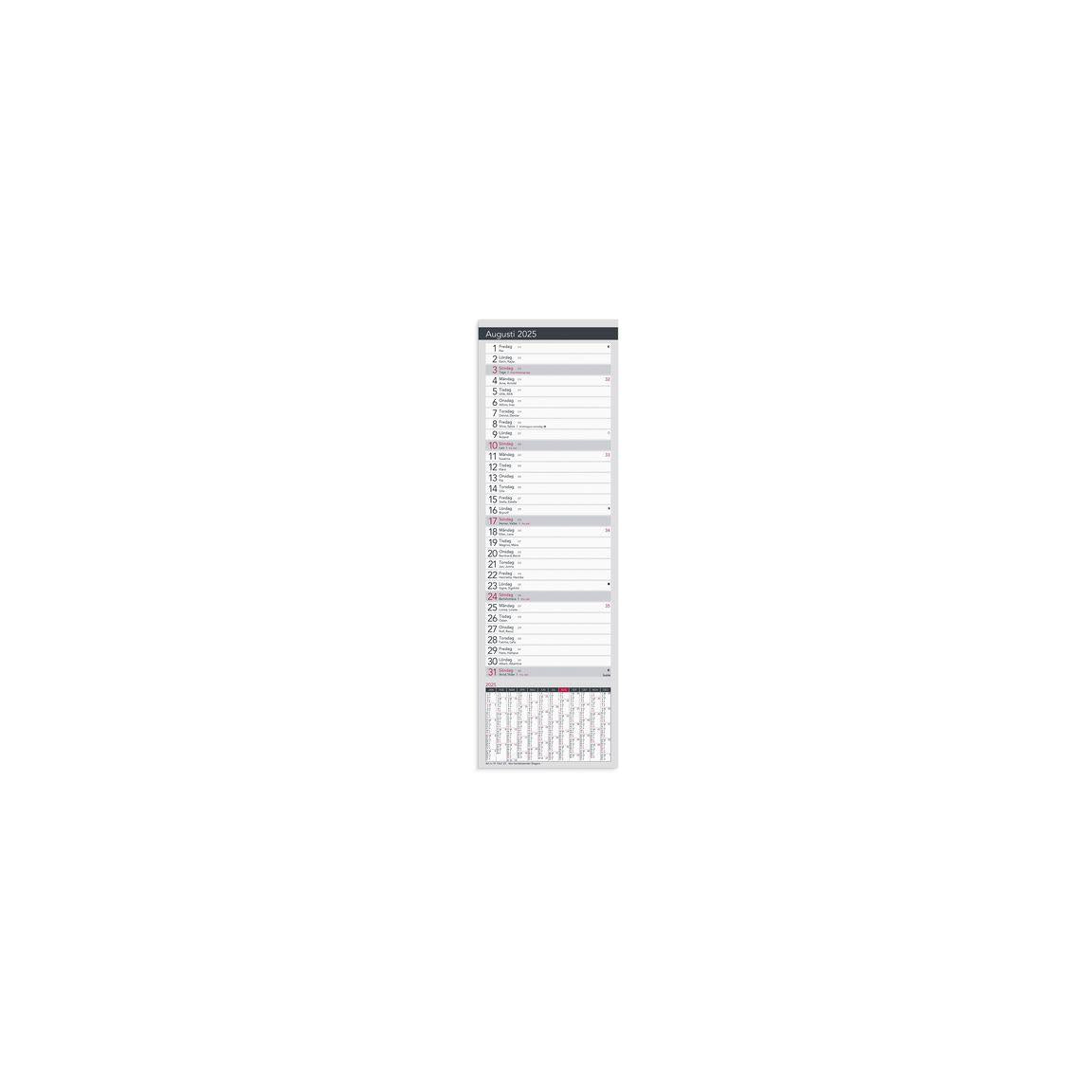 Large Table Calendar Elegant 2025
