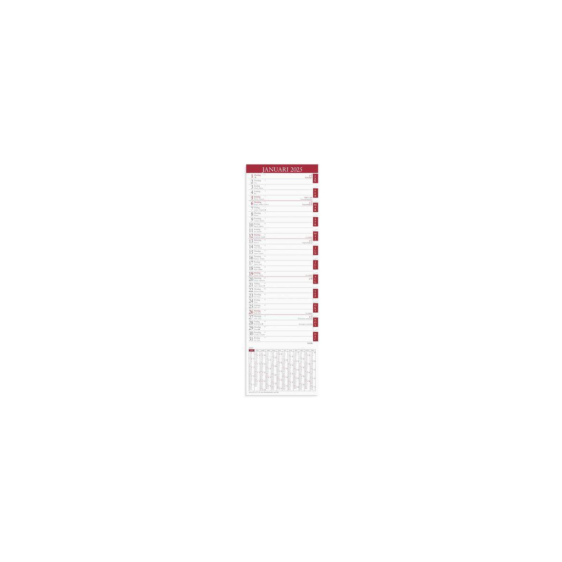 Large Table Calendar with Tab 2025