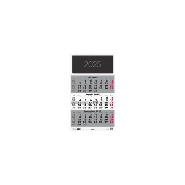 Wall calendar Triplaner Elegant 2025