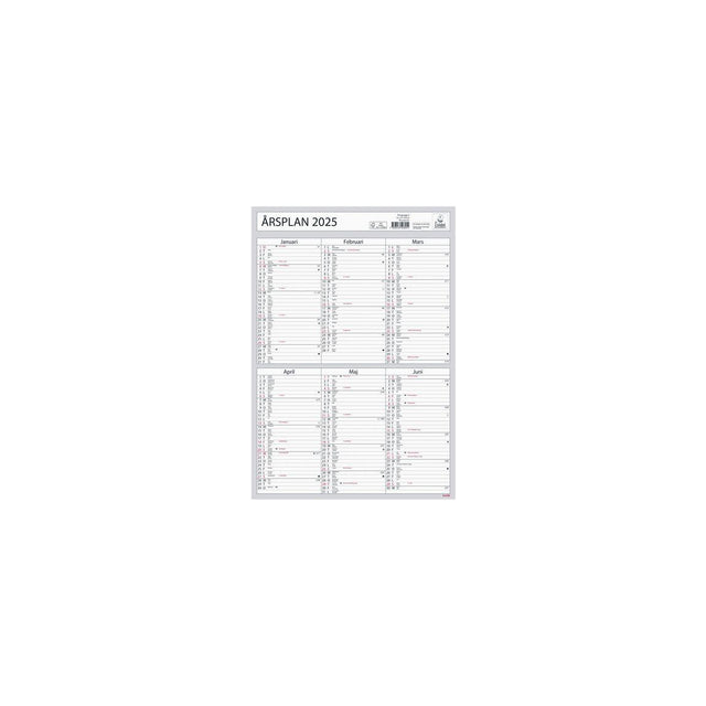 Wall calendar Annual plan 2025