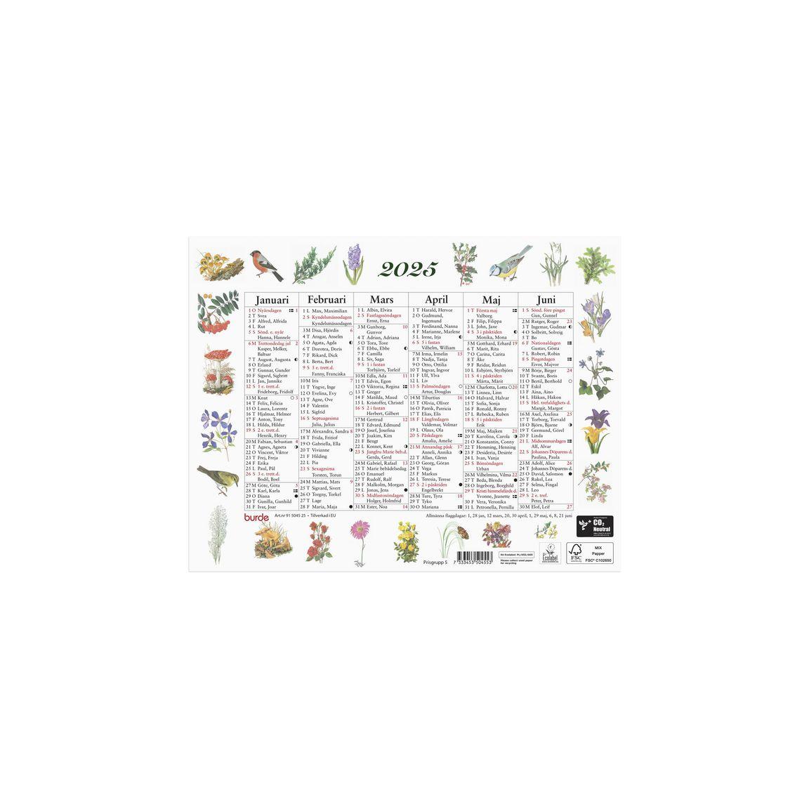 Wall calendar Little Naturalmanackan 2025