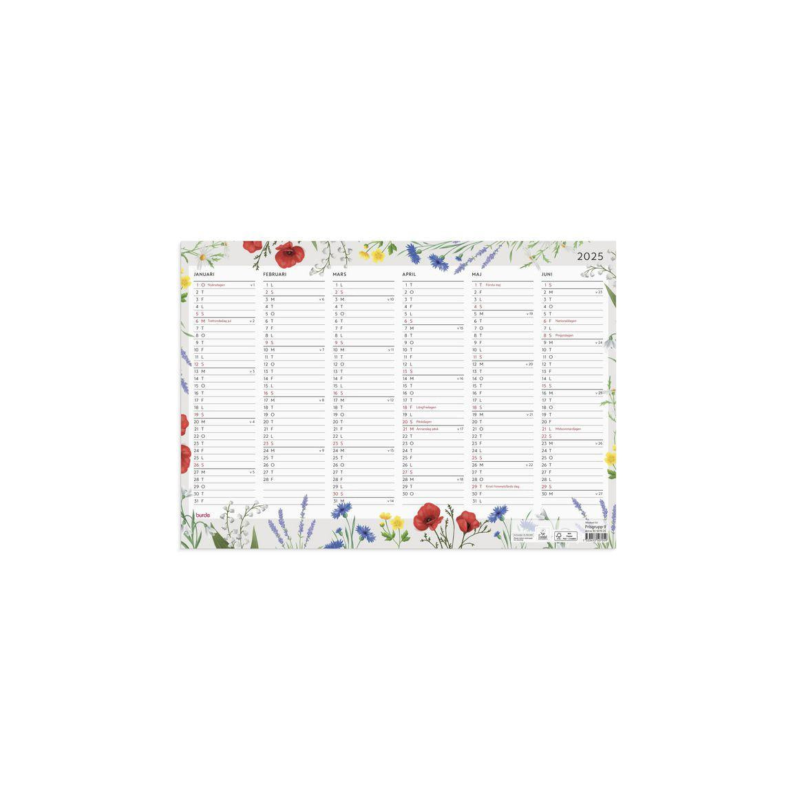 Wallchart Flowers 2025