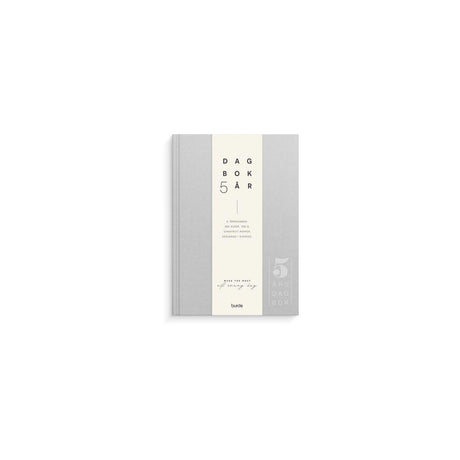 5-year diary light grey linen textile