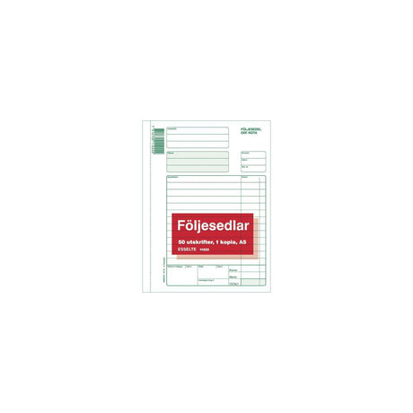 Blank delivery note A5 2x50 sheets onum.