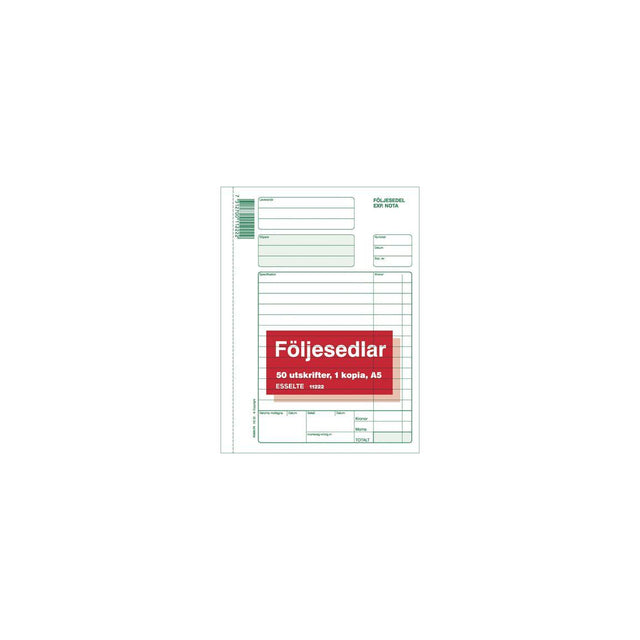 Blank delivery note A5 2x50 sheets onum.