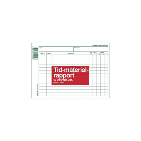 Time and material report form A5L