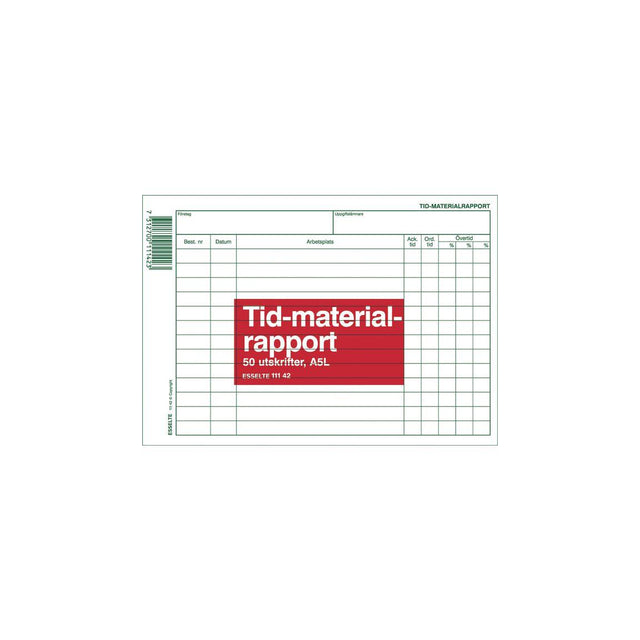 Time and material report form A5L