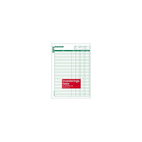 Inventory list form A4