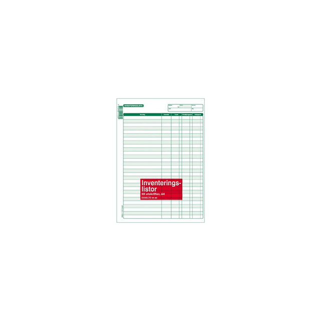 Inventory list form A4