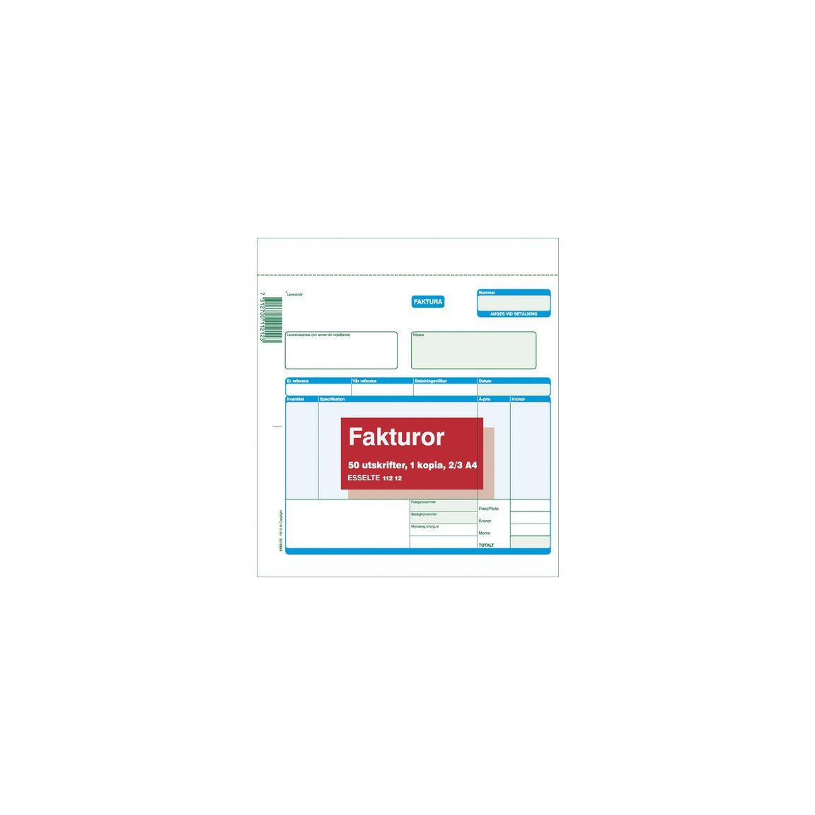 Invoice form 2/3 A4 2x50 sheets