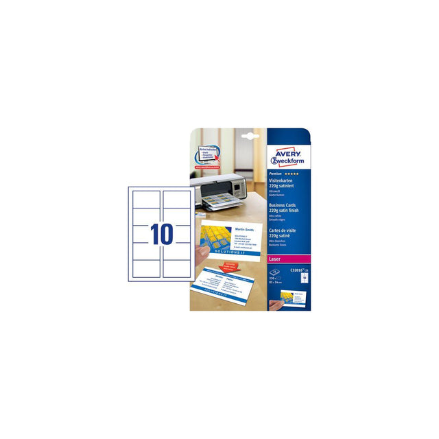 Business cards AVERY laser 85x54 satin 250/pack