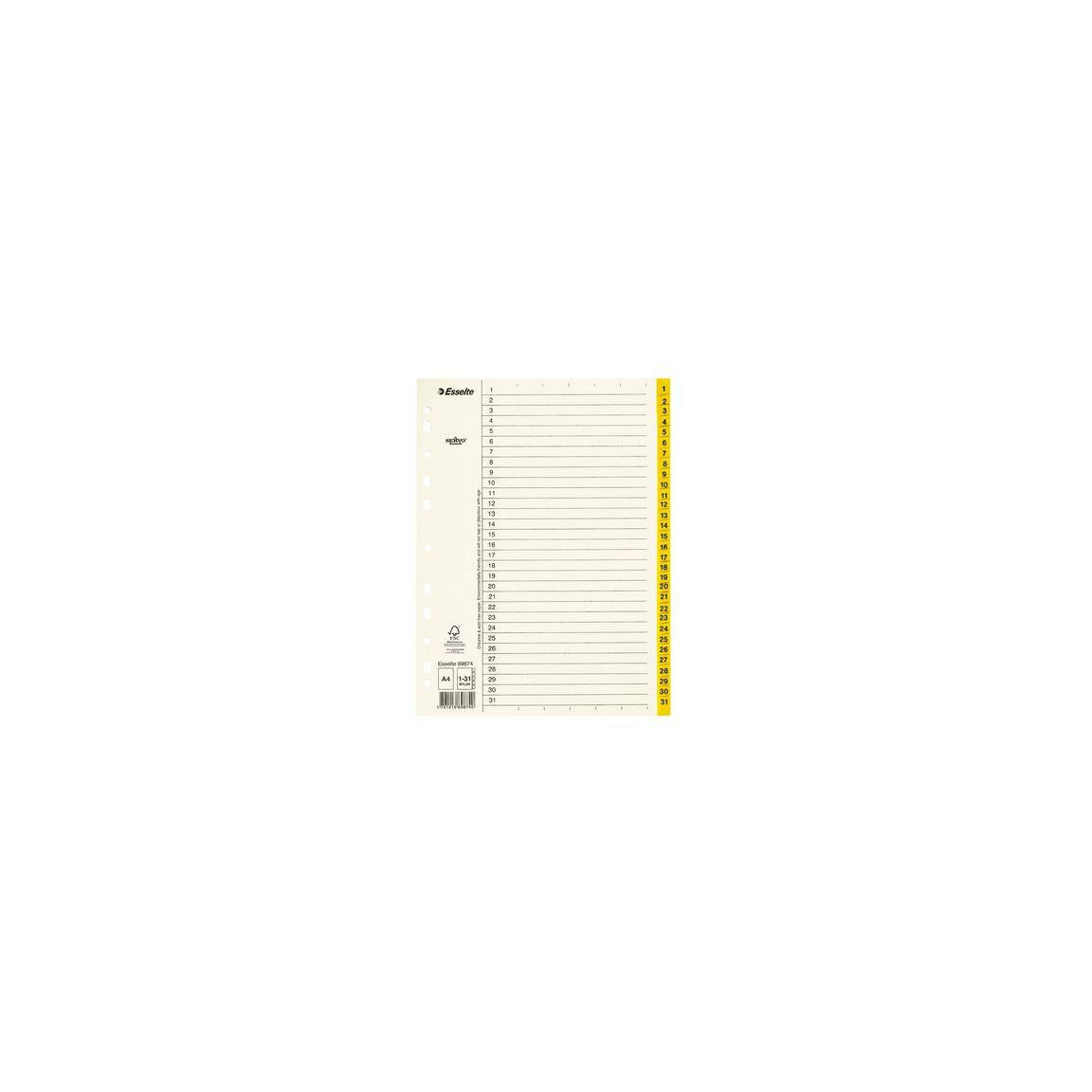 Cardboard register Servo A4 1-31 yellow tab