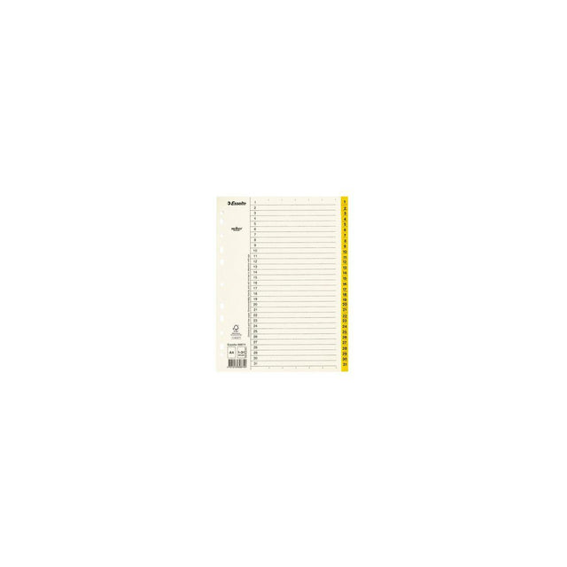 Cardboard register Servo A4 1-31 yellow tab