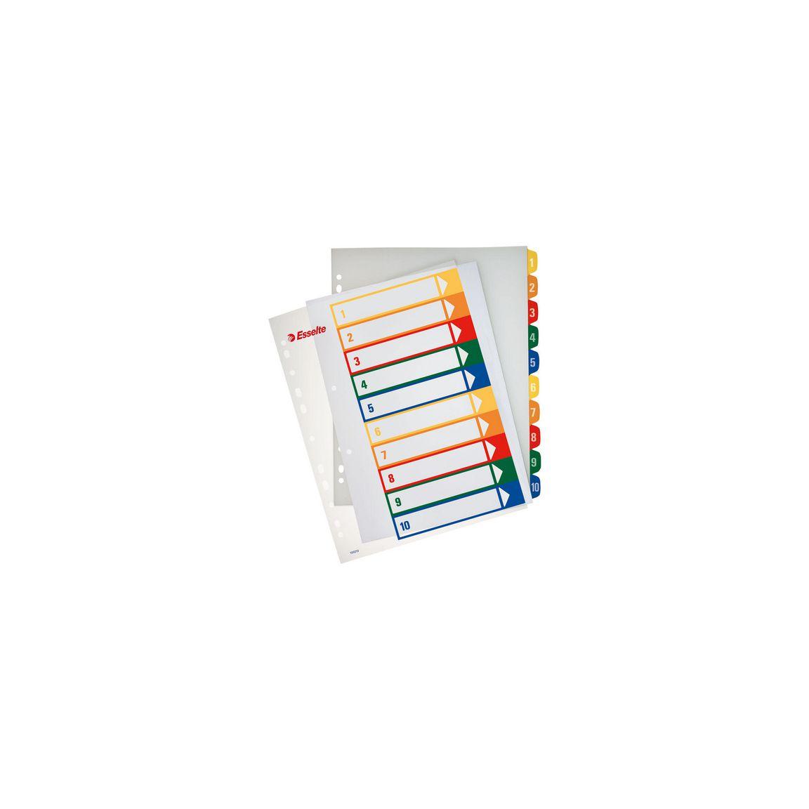 Plastic register ESSELTE PP A4+ 1-10 colours