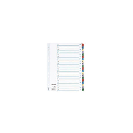 Cardboard index with plastic fl. A4 1-20 colour