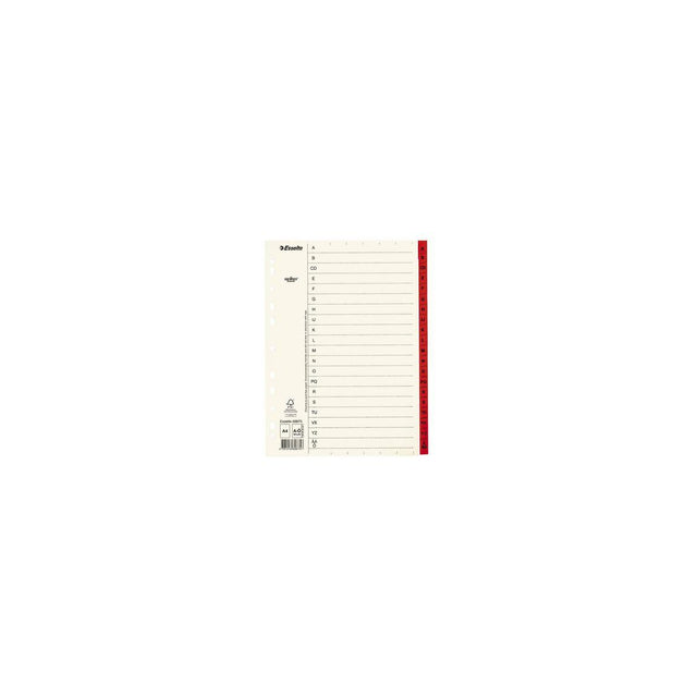 Card index Servo A4 A-Z red tab