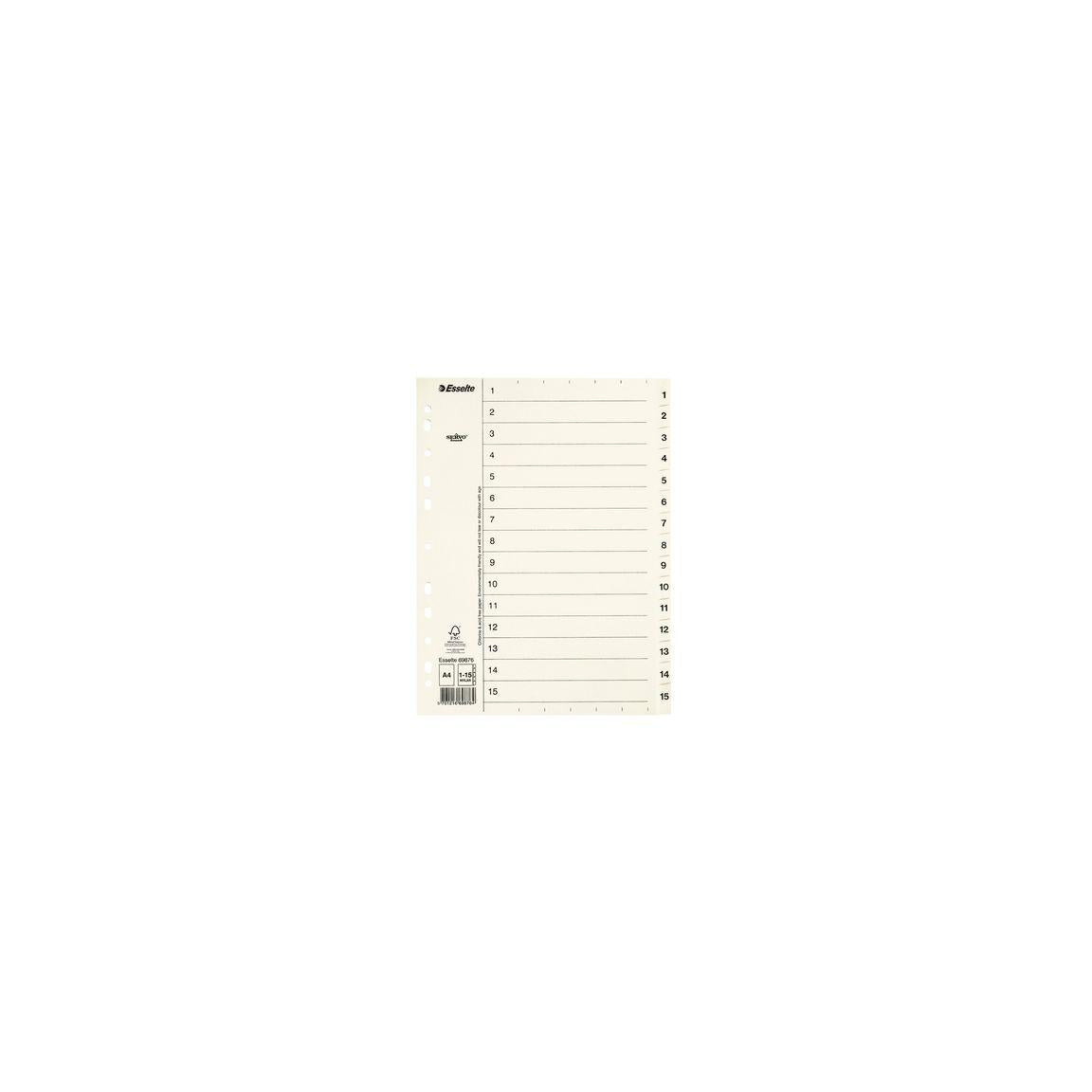 Card index Servo A4 tabs 1-15 white