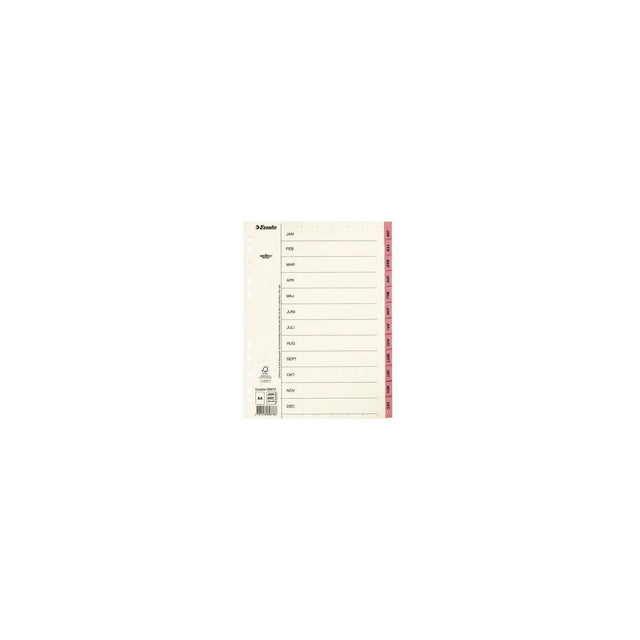 Card index Servo A4 Jan-Dec pink tab