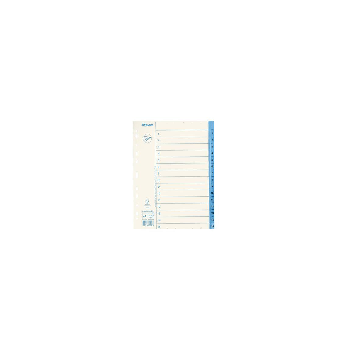 Cardboard index JOPA A4 1-15 white/blue