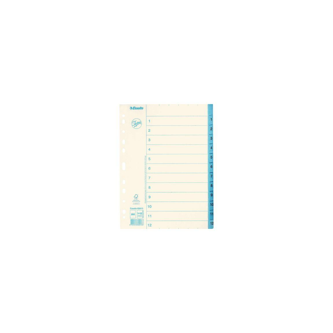 Cardboard index JOPA A4 1-12 white/blue