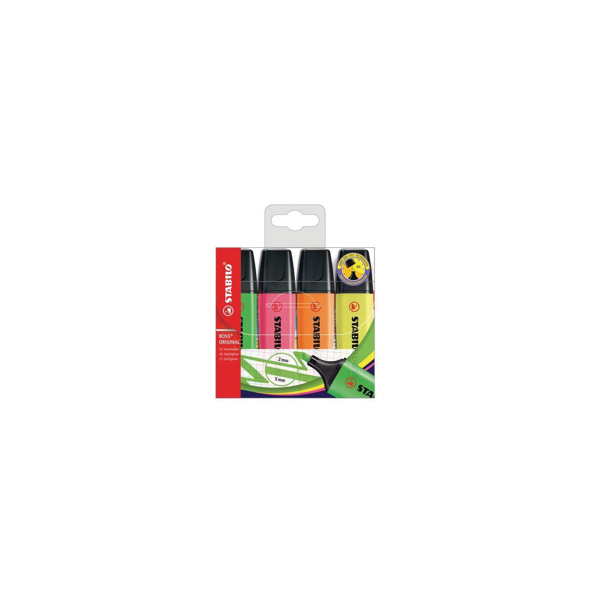 Highlighter BOSS neon 4/pack