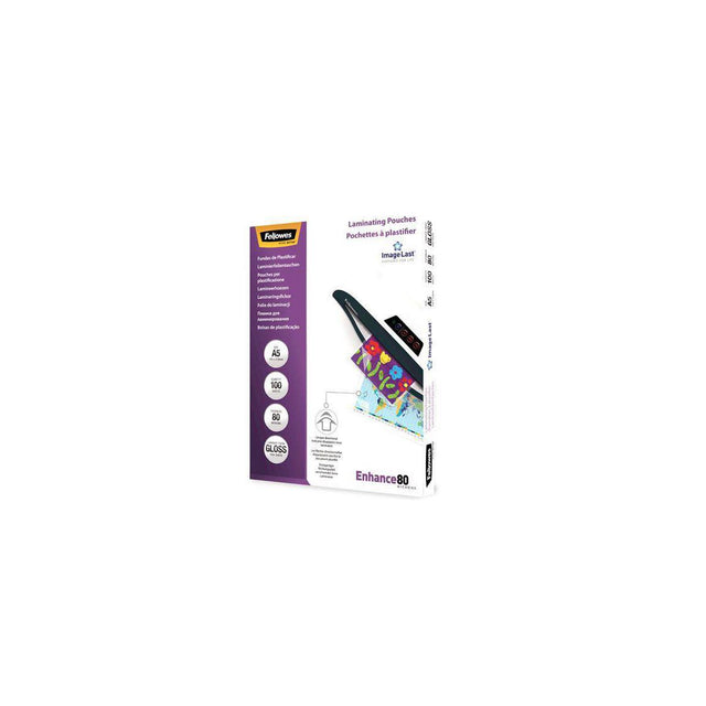 Laminate FELLOWES A5 80mic clear 100/pack