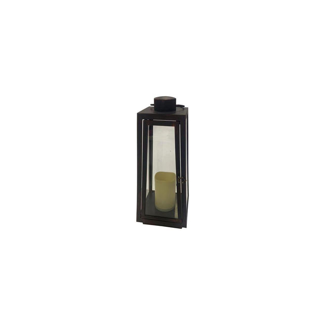 Candle lantern with led light 41cm warm white/black