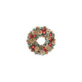 Door wreath with pine cones & red berries 34cm