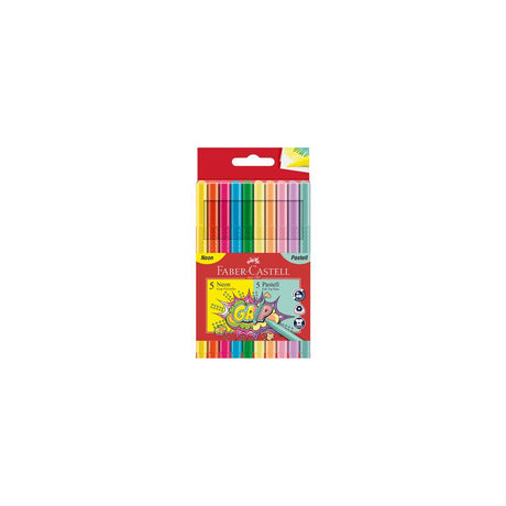 Fibre pen FABER neon and pastel 10/pack