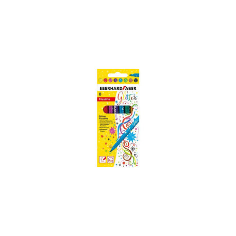 Fibre pen FABER CASTELL Glitter 8/pc