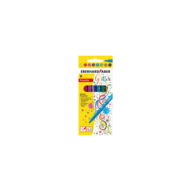 Fibre pen FABER CASTELL Glitter 8/pc