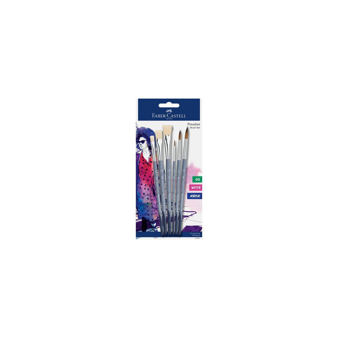 Brushes FABER CASTELL round and flat 6/pack