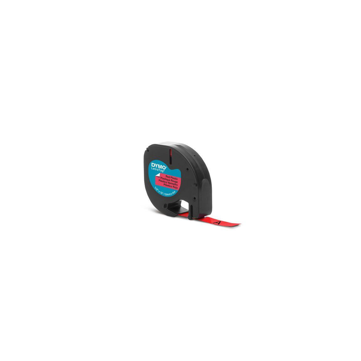 Tape LetraTAG plastic 12mm black on red
