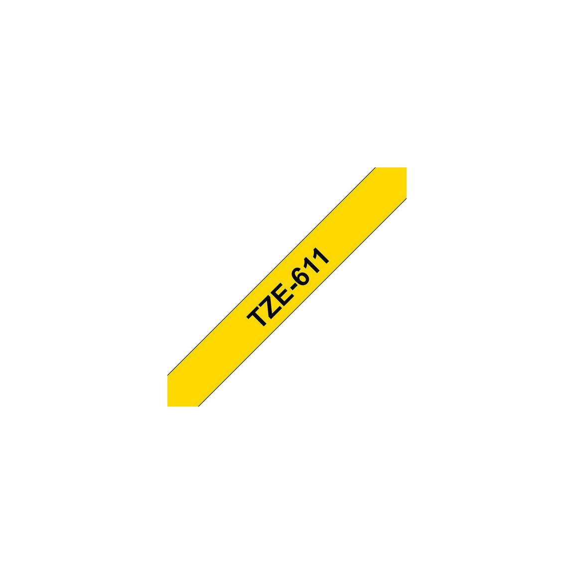 Tape BROTHER TZE611 6mm black on yellow