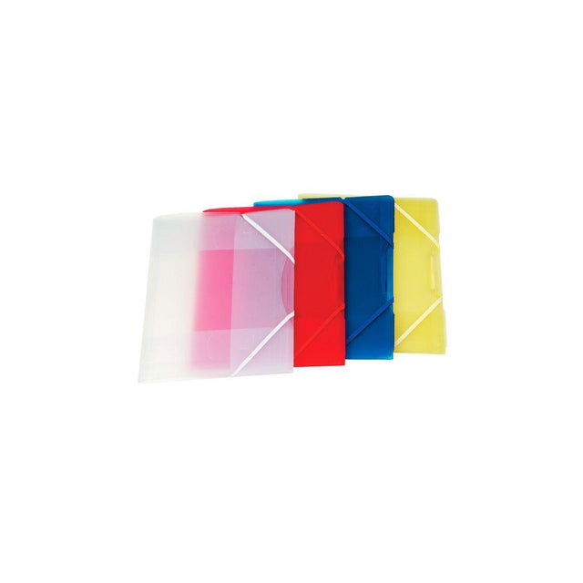 Rubber band folder plastic 3-cl A4 transp/clear