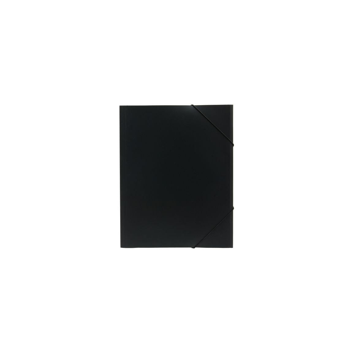 Rubber band folder plastic 3 flap A4 black