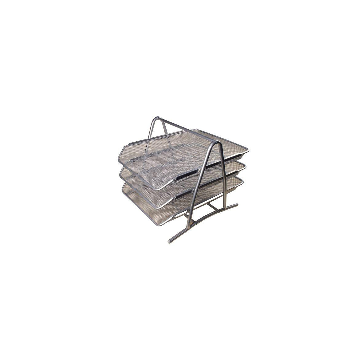 Metal letter tray 3 compartments silver
