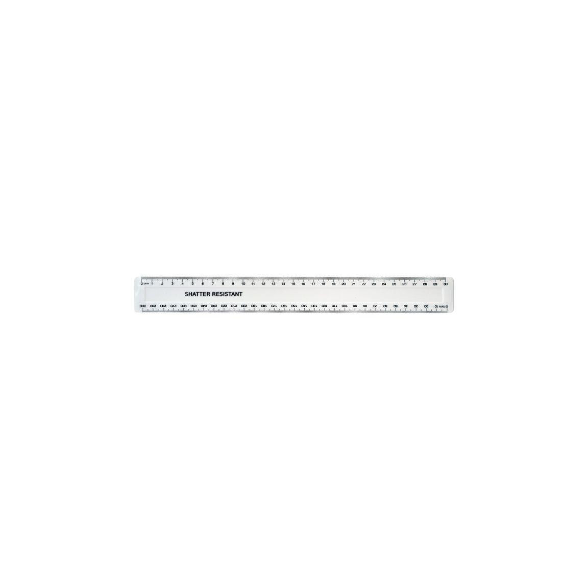 Ruler 30cm shatterproof white 100/pc