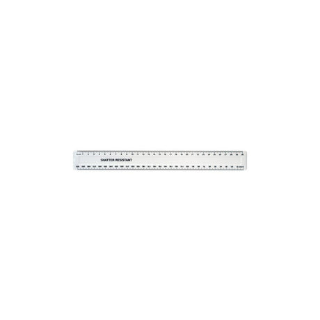 Ruler 30cm shatterproof white 100/pc